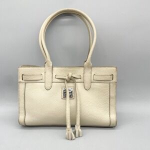 Dooney & Bourke East West Tassel Mini Tote Ivory Cream Leather Bag Purse Satchel